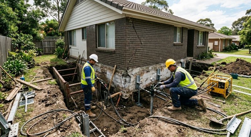 Our team working on Foundation Repair projects in Athens, TN