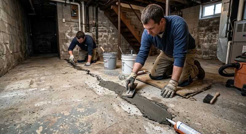 Cracked Basement Floor Repair in Athens, TN