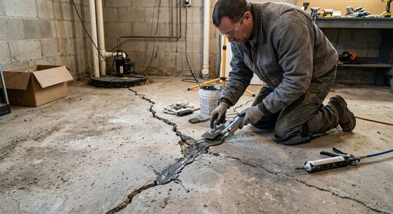 Cracked Basement Floor Repair in Athens, TN